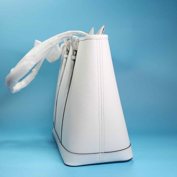 NWT Michael Kors Jet Set Travel Large Saffiano Leather Tote, Optic White - Picture 4 of 10